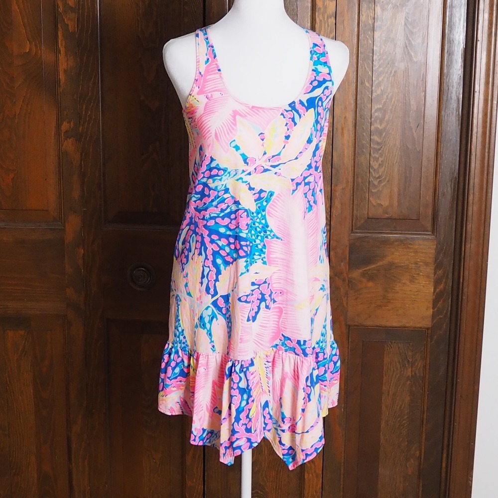 Lilly Pulitizer Hampton Racerback Tank Dress XXS Pima Cotton Handkerchief Hem